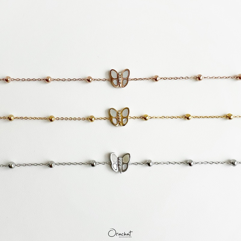 Cyrus butterfly 14k bracelet. (สร้อยข้อมือสแตนเลส สวยทน ใส่ลุยได้ไม่ลอกไม่ดำ)