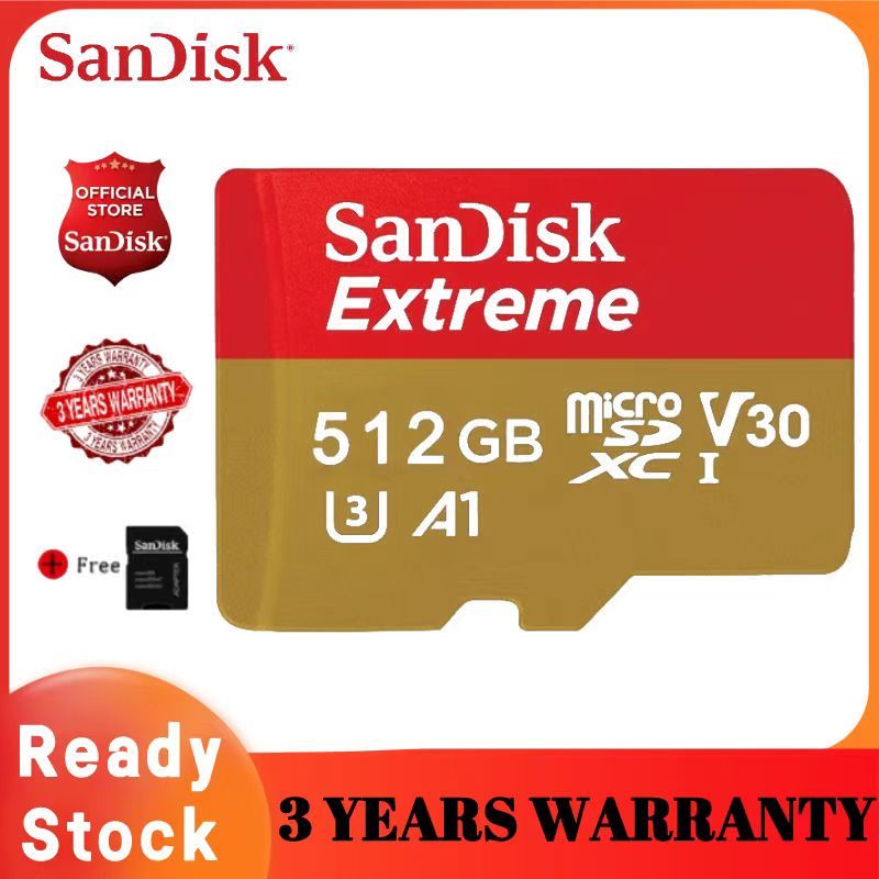 Sandisk sdcard HighSpeed Micro SD 128GB 256GB 512GB เมมโมรี่ การ์ด Applied to โทรศัพท์ กล้อง GoPro memory card