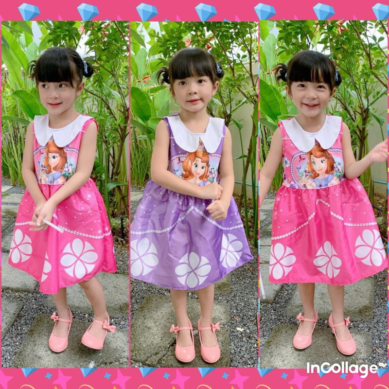 ชุดเจ้าหญิง ชุดเด็กโซเฟียคอบัว 2-7ขวบ