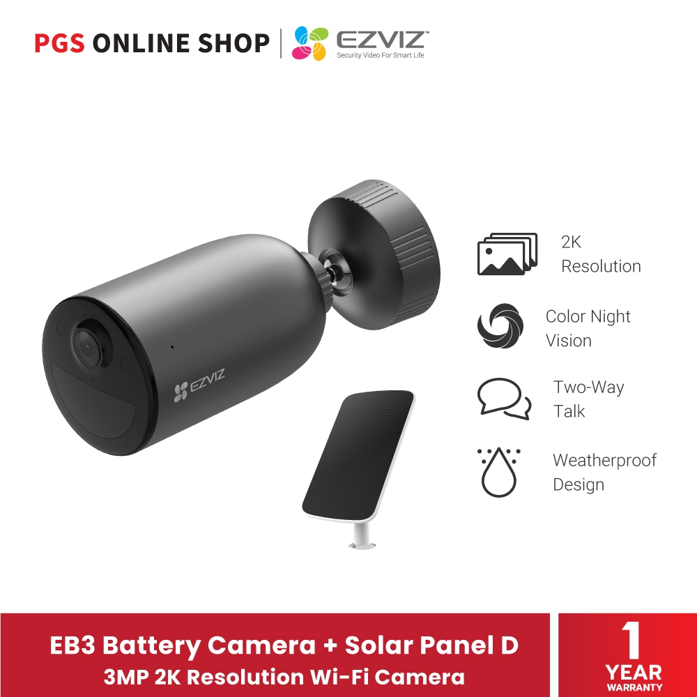 Ezviz EB3 Battery Camera + Solar Panel D ชุดกล้องวงจรปิดภายนอกมาพร้อมแผงโซล่าเซลล์
