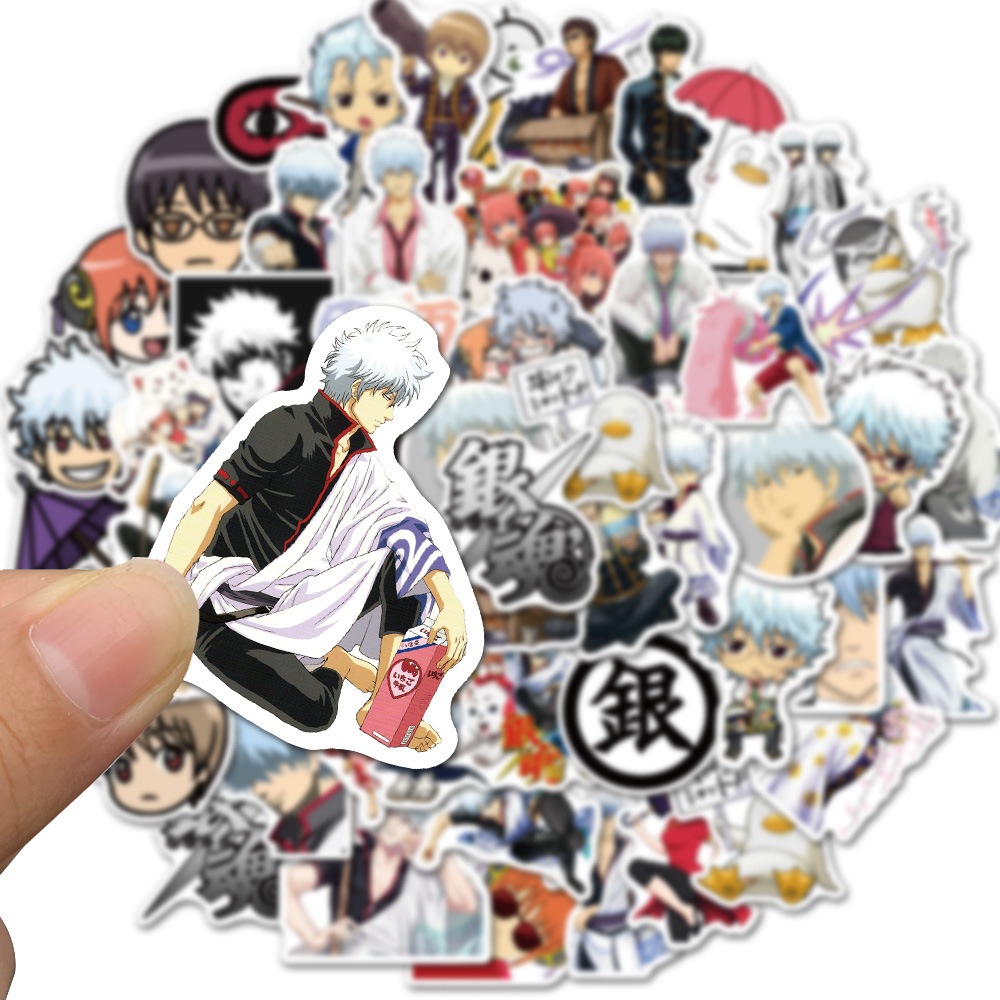 銀魂 กินทามะ sticker สติกเกอร์กันน้ำรูปแบบที่แตกต่างกัน, 50ชิ้น