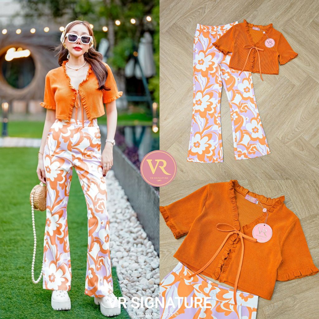 VR Signature​ Set เสื้อครอปแขนสั้น ผูกโบว์ช่วงอก(*รบกวนเช็คสต๊อกก่อนกดสั่งซื้อ)