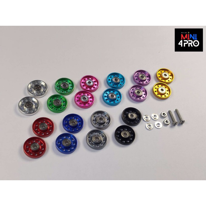 โรลเลอร์อลู(ฉลุ น้ำหนักเบา) 13mm พร้อมลูกปืน สำหรับรถ mini4wd