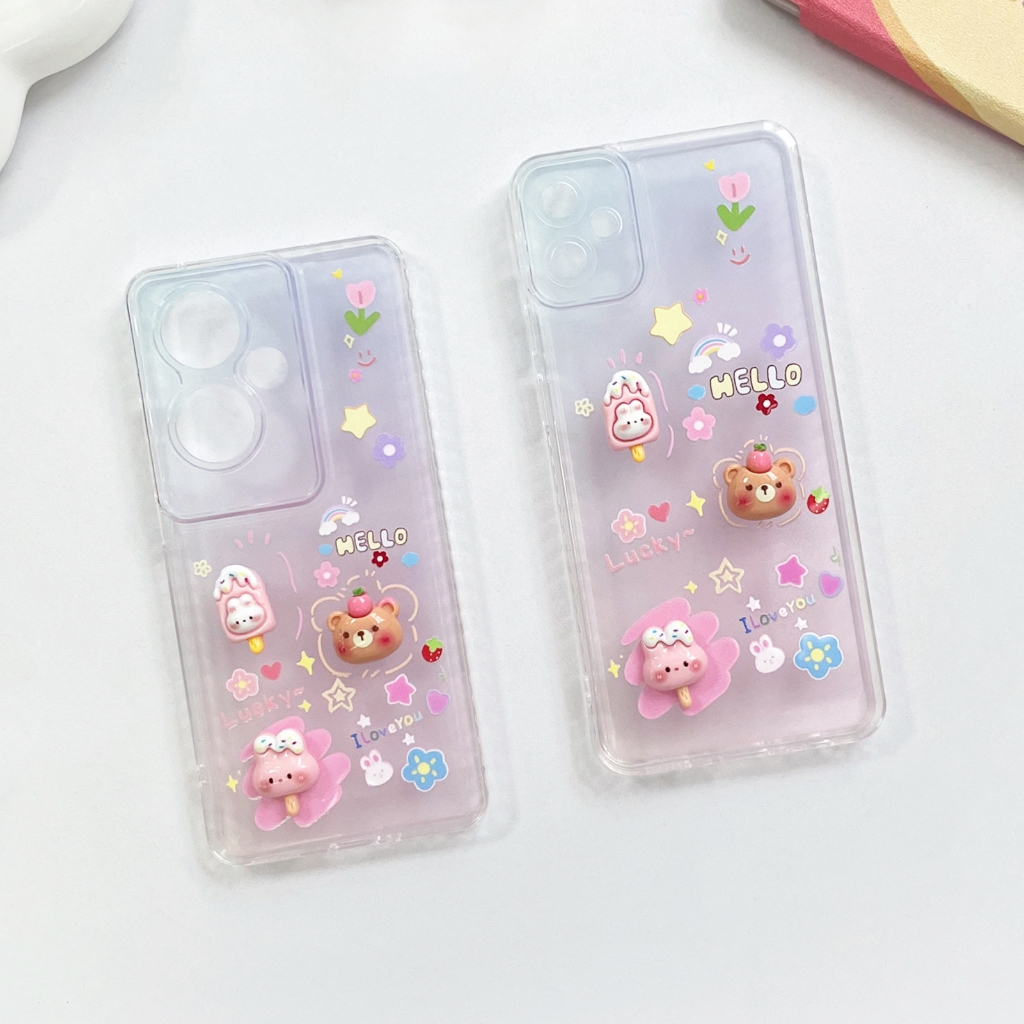 Case เคสนิ่ม เคสใสพาสเทล การ์ตูนนูน i11/12/13/14/15/Pro/max OPPO A15 A54 A53 A58 RENO11 VIVO Y12 Y20