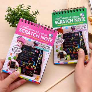 🔥พร้อมส่ง🔥สมุดโน๊ตขูดสีรุ้งเกาหลี *มี3ขนาด*สมุดขีดสี กระดาษวาดรูปสีสันสดใส สมุดข่วน สมุดขูดสี ศิลปะ