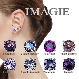 IMAGIE ต่างหูคริสตัล กลม 3-4-6-7mm โทนม่วง-น้ำเงิน