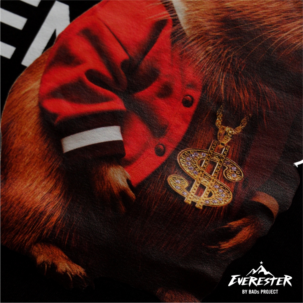 EVERESTER เสื้อคอฟิต อก 44"- 52" Heavy Cotton / เสื้อยืด Oversized รุ่น Capybara / เสื้อยืดคอกลมชาย EXP