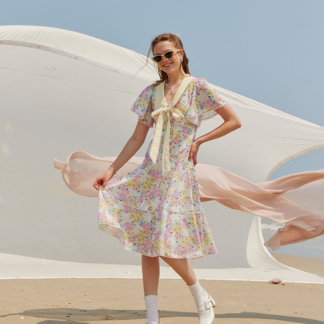 Sunshine Amour Maxi Dress เดรสยาวต้อนรับซัมเมอร์ดีเทลสามารถผูกโบว์ได้