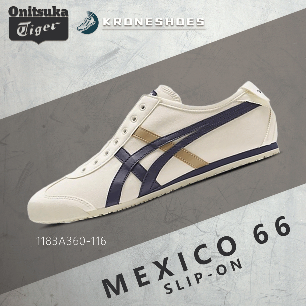 ของแท้ 100% Onitsuka tiger MEXICO 66 Slip-on 1183A360-116 รองเท้าผ้าใบ ได้ทั้งชายและหญิง ผ้าแคนวาส