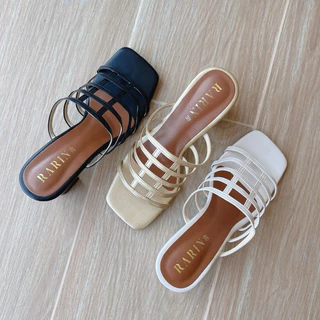 Rarin รุ่น [ Nicole ] 36 - 41 รองเท้าส้นสูง 2.5 นิ้ว หนังนิ่ม ไม่บาดเท้า ***เท้าไม่เรียวเพิ่มไซส์***