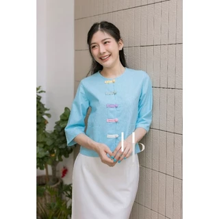 เสื้อผ้าฝ้ายเนื้อนุ่ม กระดุมหลากสี พาสเทลน่ารักสดใส