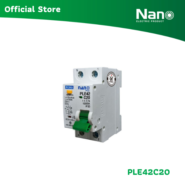 NANO เซอร์กิตเบรกเกอร์กันดูด NANO PLUS 2P 10kA 63AF(1 ชิ้น/กล่อง) รุ่น PLE42C - รูปที่ 2