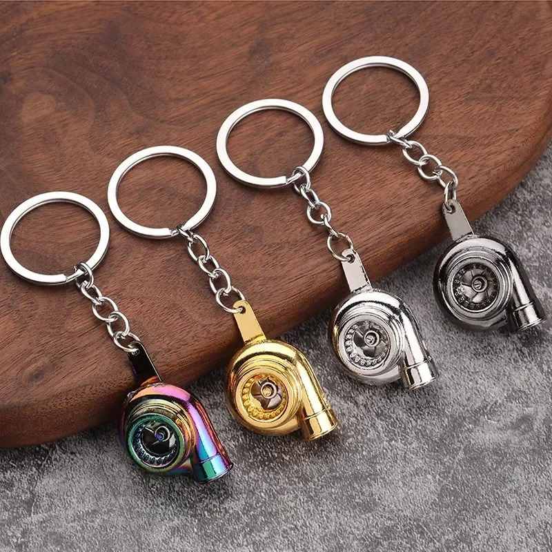 สีรุ้งรถเทอร์โบนกหวีดพวงกุญแจเทอร์โบหมุนพวงกุญแจเทอร์โบ Rainbow Colored Automotive Turbo Keychain