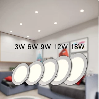 โคมไฟดาวน์ไลท์ ฝังฝ้า LED ฝังฝ้า ติดฝ้าเพดาน 18W 12W 9W 6W 3W ดาวไลท์ แบบบาง กลม TSM