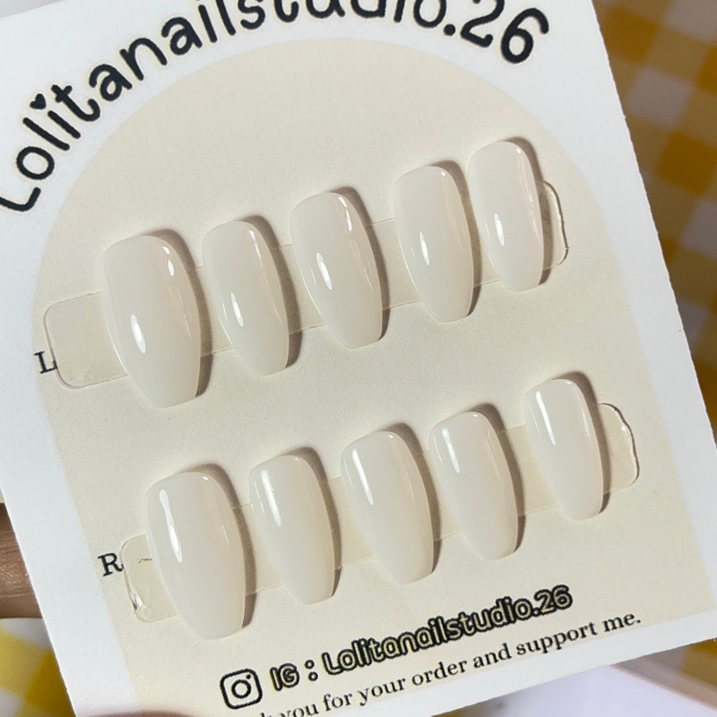 🇹🇭สินค้าส่งจากไทย 🇹🇭เล็บปลอมเจลแท้  สีขาวนมไซรัป สายฝ. สายเกา แถมฟรีอุปกรณ์ติดเล็บครบชุด