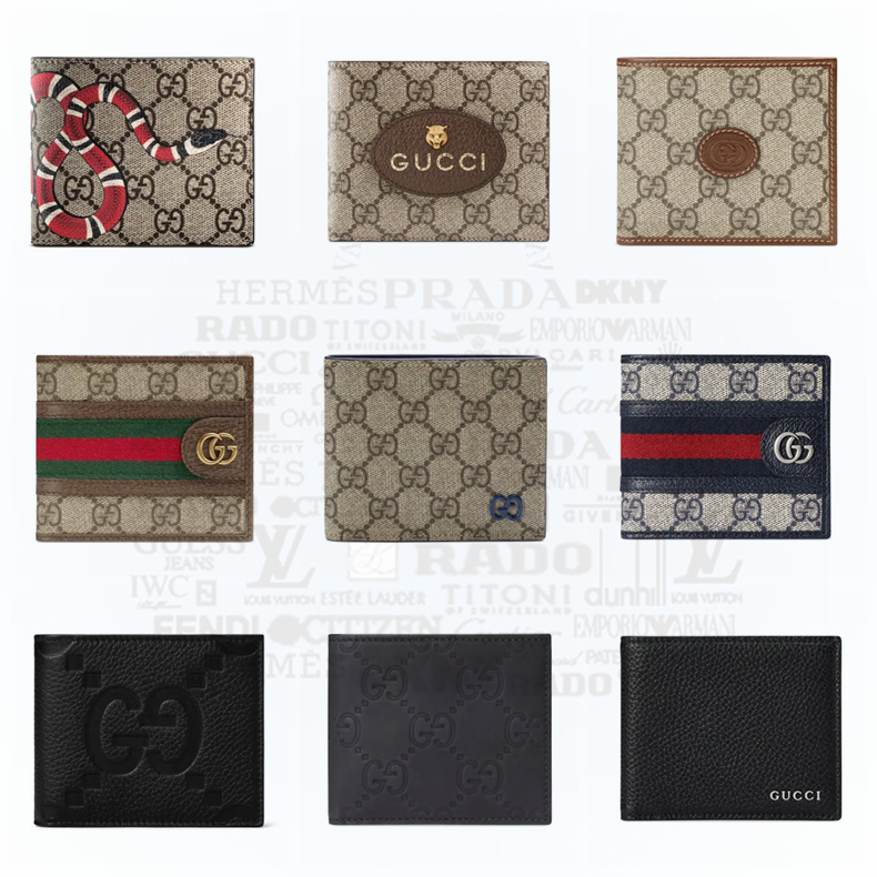 Gucci/Ophidia series/gg/men's double -fold wallet