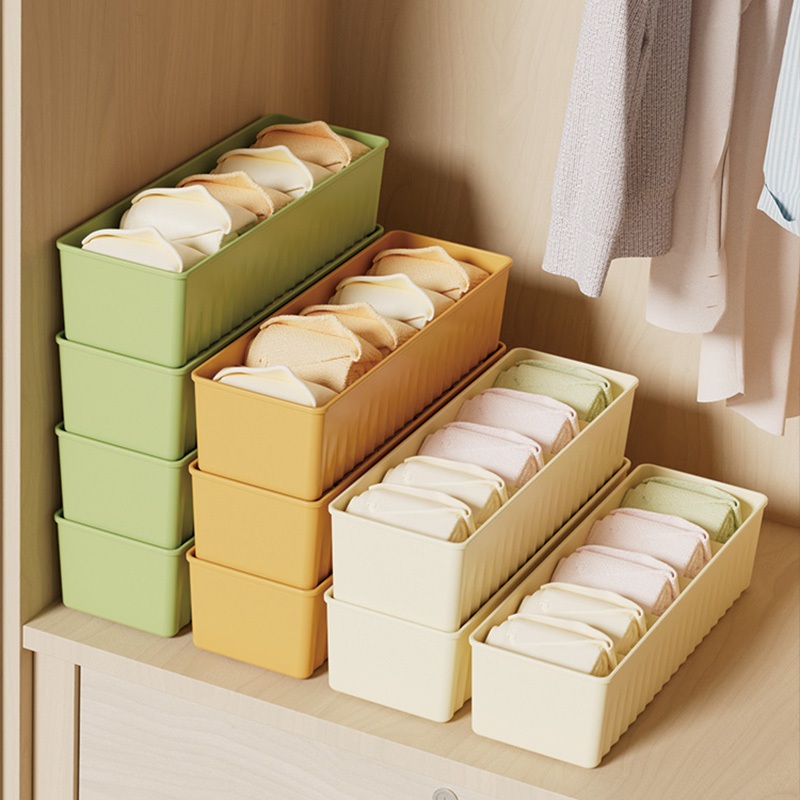 กล่องลิ้นชักพลาสติกสําหรับจัดเก็บชุดชั้นในถุงเท้า 5 ช่อง ถุงเท้า STACKABLE Storage