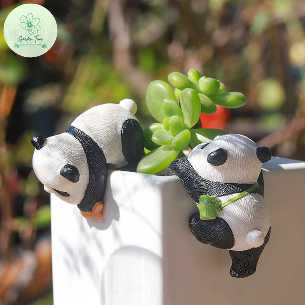 แพนด้าเกาะกระถาง ตู้ปลา ของแต่งบ้าน จัดสวน ของจิ๋ว Panda เรซิ่น ตุ๊กตาเล็ก