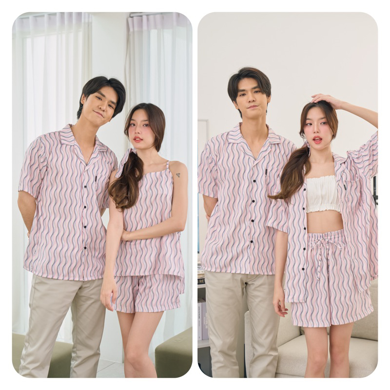 ใช้โค้ด 30% สายเดี่ยวตัวละ 203.- Minimal Set เชิ้ตแขนสั้น Topเสื้อสายเดี่ยว กางเกงขาสั้น PINK-A-BOO! Set