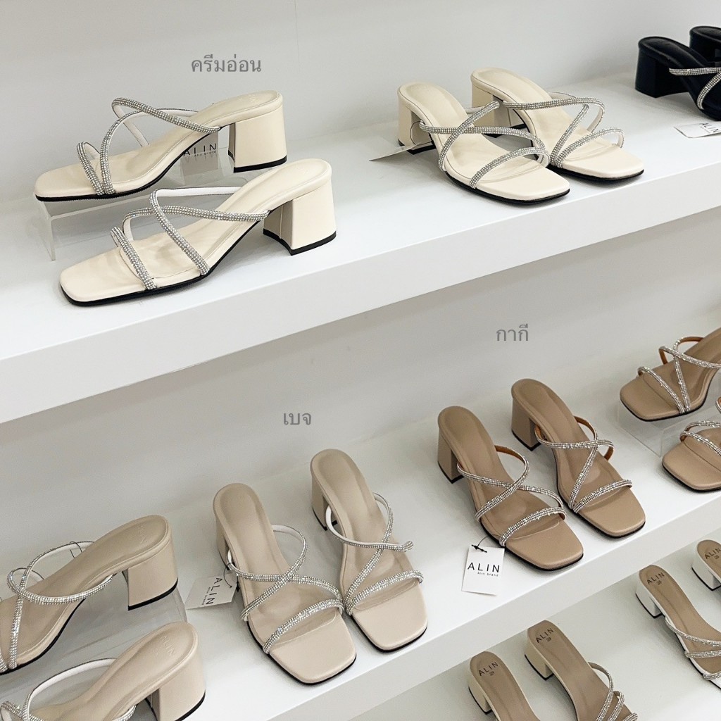 ALIN รองเท้าส้นสูง 2.5 นิ้ว พื้นกันลื่อย่างดี ลาเบล ใส่สวยมาก