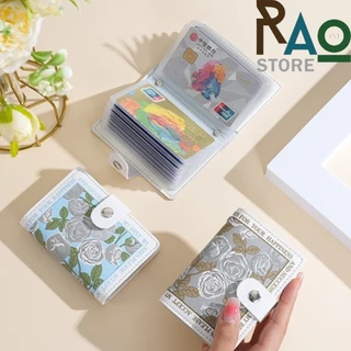 RAO Store พร้อมส่ง กระเป๋าใส่บัตร ลายดอกไม้ ที่เก็บบัตรต่างๆ มี20ซอง ใส่บัตรได้ 40ใบ ขนาดเล็กพกพาสะดวก