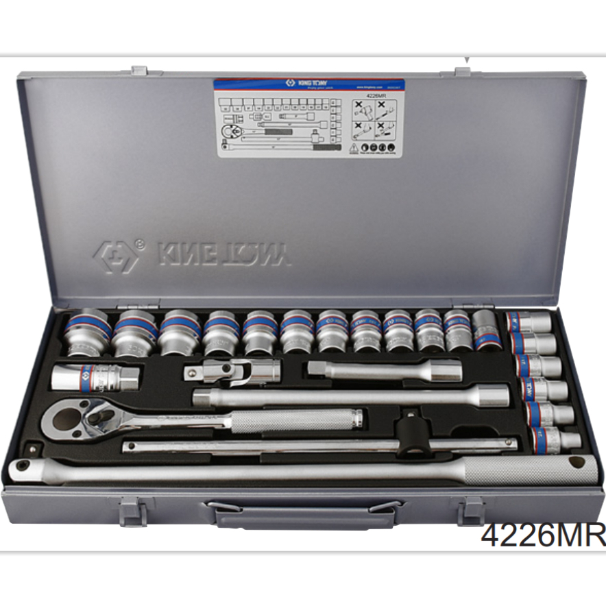 KINGTONY ชุดลูกบล๊อก 1/2" 25 ชิ้น 4326MR หกเหลี่ยม ระบบมิล. ลูกบ็อกไต้หวันแท้