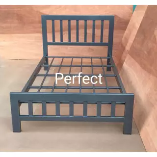 Perfect เตียงเหล็กกล่อง เหล็กหนาพิเศษขนาด 3.5 ฟุต สีขาว สีดำ สีน้ำตาล สีระเบิดเงิน