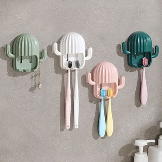 ที่แขวนแปรงสีฟัน ที่ใส่แปรงสีฟันติดผนัง ที่เก็บแปรงสีฟัน กระบองเพชร ติดผนัง ไม่ต้องเจาะ ใช้สำหรับแขวนแปรงสีฟัน น่ารัก🌵