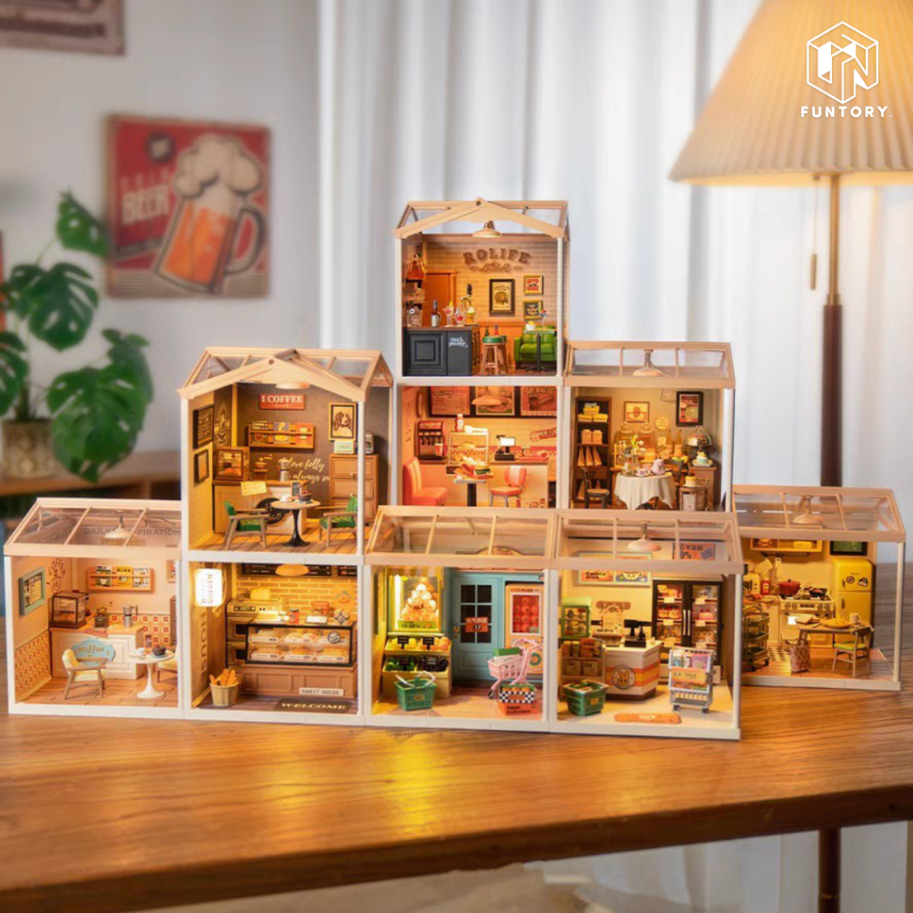 🧩 ส่งด่วน กทม. 🧩 Funtory บ้านตุ๊กตา DIY พลาสติก Rolife Super Creator ประกอบง่าย เปิดไฟได้ ไม่ใช้กาว