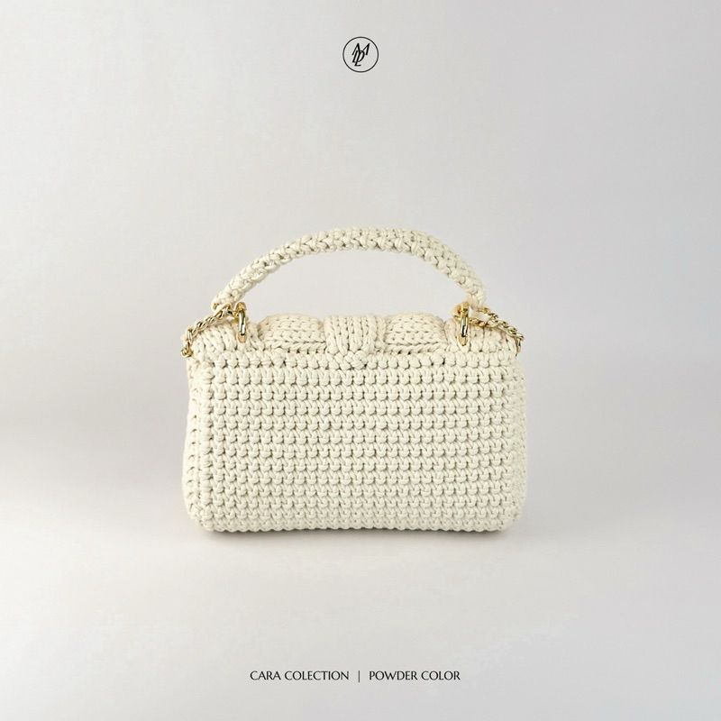 MADELINE | CARA Bag [Powder] กระเป๋าถักงาน Handmade 100%  สีพาวเดอร์(ขาวนวล) - รูปที่ 3