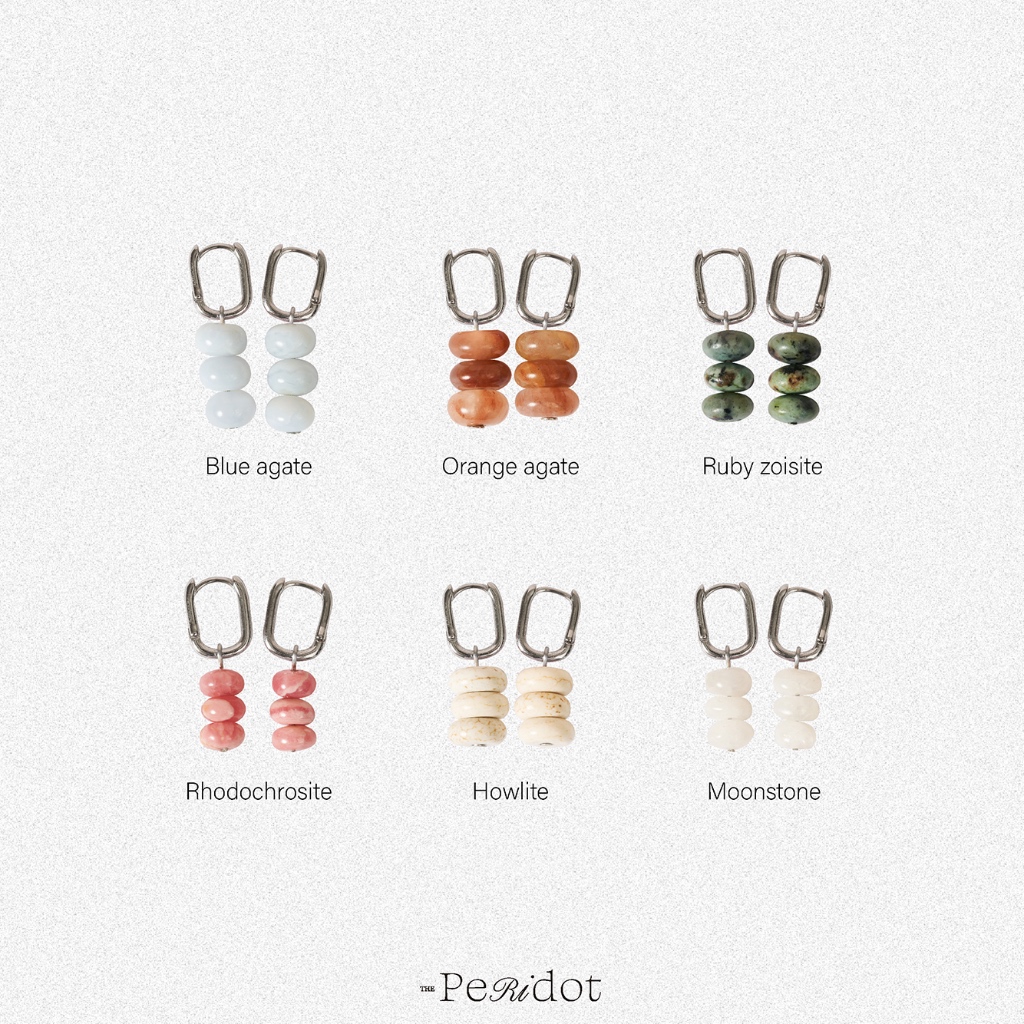 Bagel earrings - ต่างหูหินแท้ เสริมความรัก / ความสุข / ร่ำรวย / ความมั่นใจ