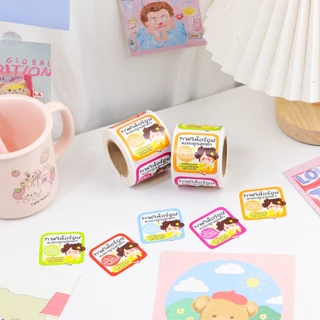 สติ๊กเกอร์ขอบคุณ สติ๊กเกอร์แปะกล่องแบบม้วน 250 ดวงต่อม้วน Collection5-9 (ล่าสุด) เคลือบ UV เนื้อเงา กันน้ำ 100%