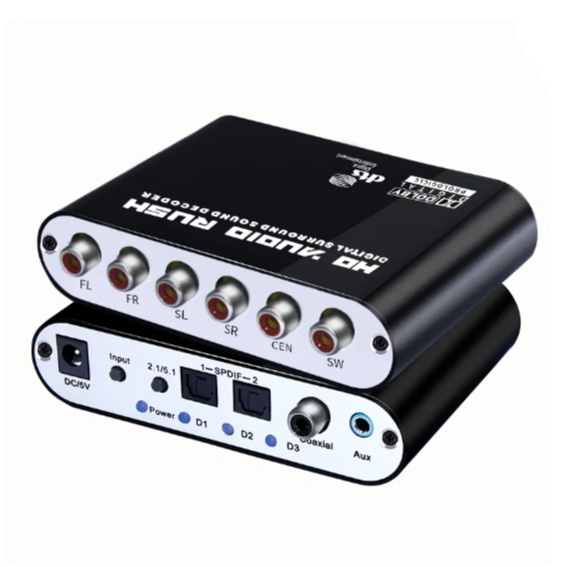 ดิจิตอล5.1ถอดรหัสเสียง Dolby Dts/Ac-3 Optical To 5.1-ช่อง RCA Analog Converter เสียงอะแดปเตอร์เสียงเครื่องขยายเสียงสำหรั