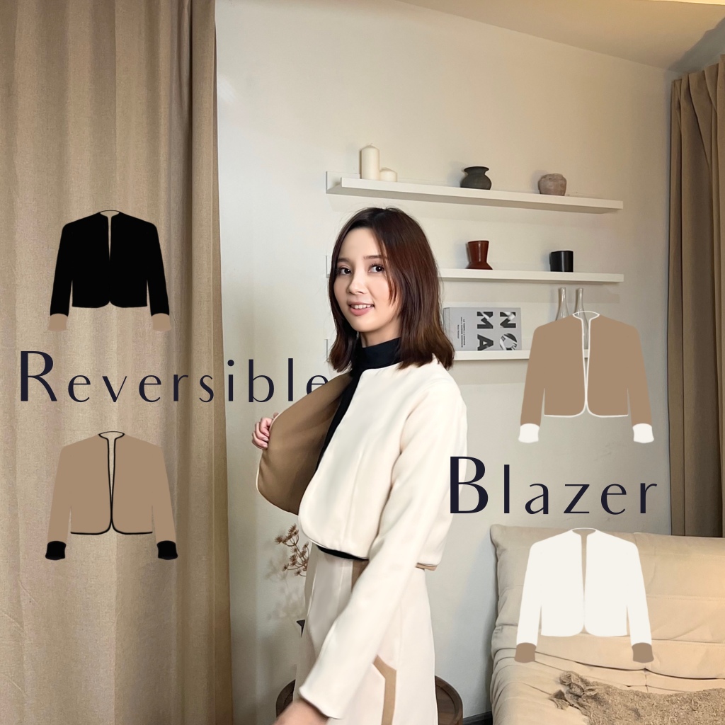 Depends Reversible blazer เบลเซอร์ทรงครอปใส่ได้ 2 ฝั่ง 2 สี