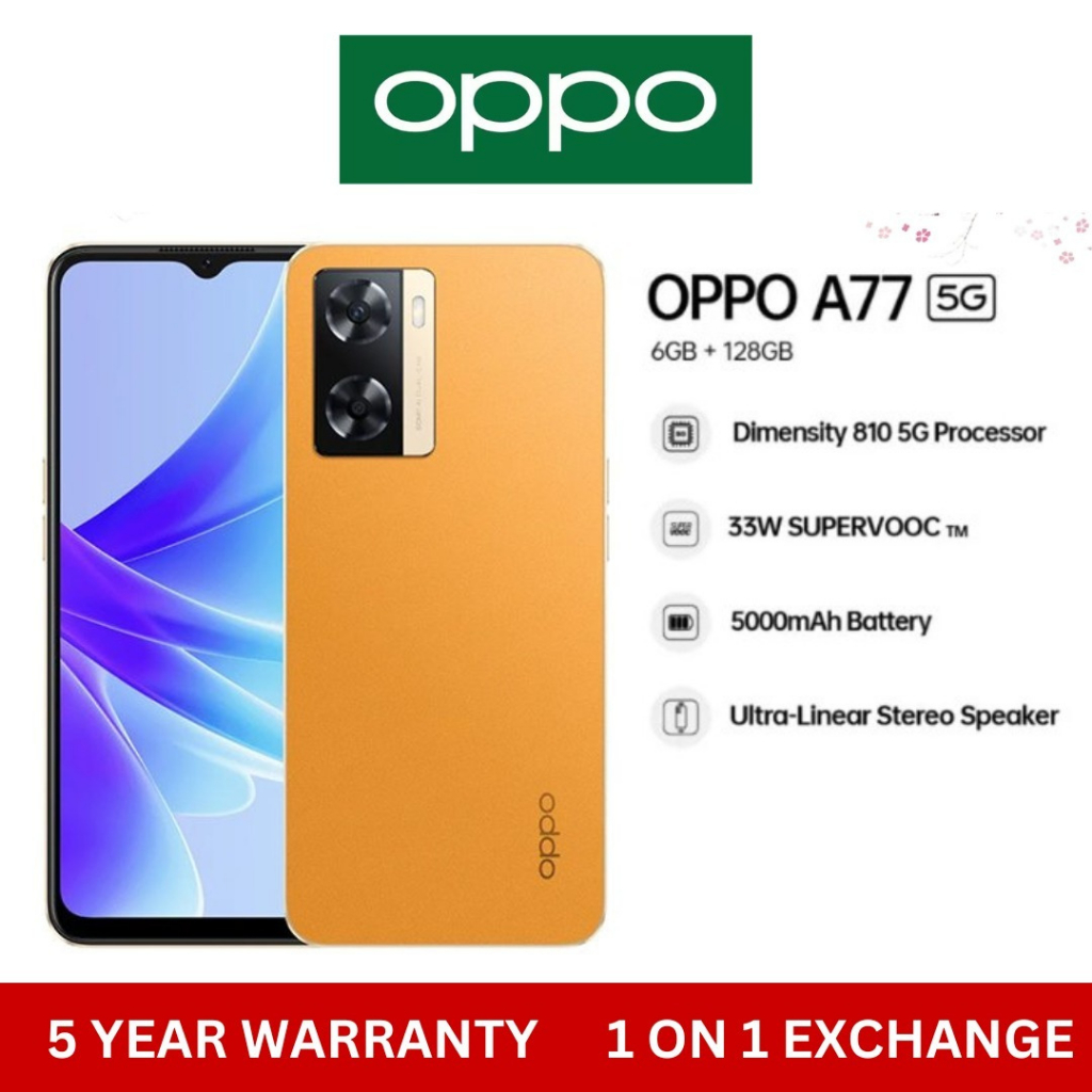 OPPO A77 5G [8/128GB] มือถือ OPPO A77 เครื่องศูนย์ไทย เล่นเกมลื่น กันน้ำ IPX4 5000MAH ความจุขนาดใหญ่