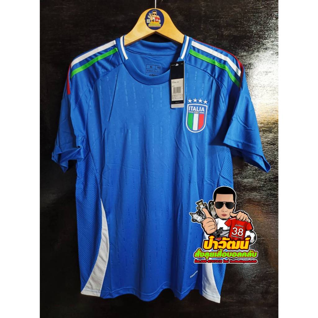 #เสื้อบอลทีมชาติอิตาลี เหย้า2024 สีน้ำเงิน เกรดแฟนบอล เสื้อเปล่า+ฟลูออฟชั่น ยูโร ชื่อเบอร์นักเตะดัง