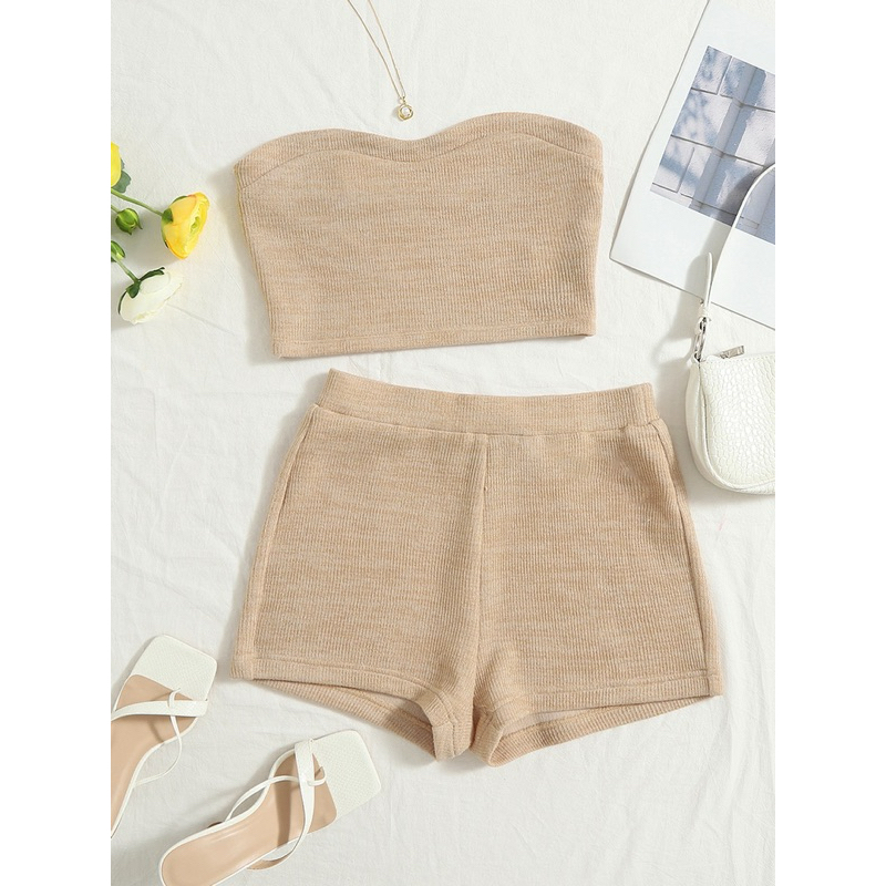 Shein wywh ชุดเซ็ทเกาะอก กางเกงขาสั้น