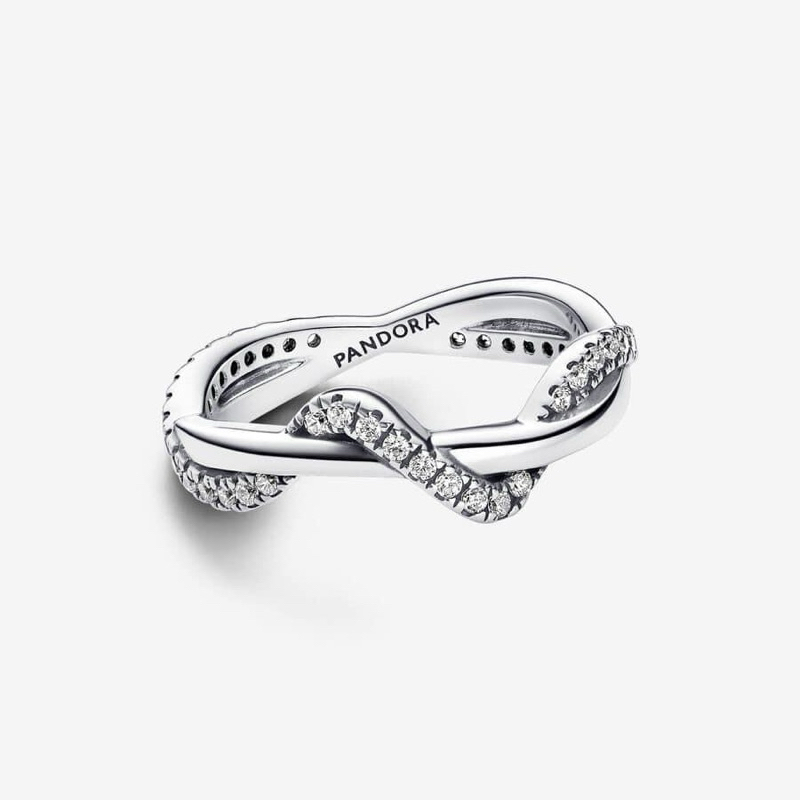 แหวน Pandora รุ่นใหม่!! Sparkling Intertwined Wave Ring ของแท้ 💯%