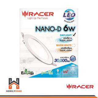 Racer โคมดาวน์ไลท์ฝังฝ้า LED Downlight Nano-D หน้ากลม แสงขาว…