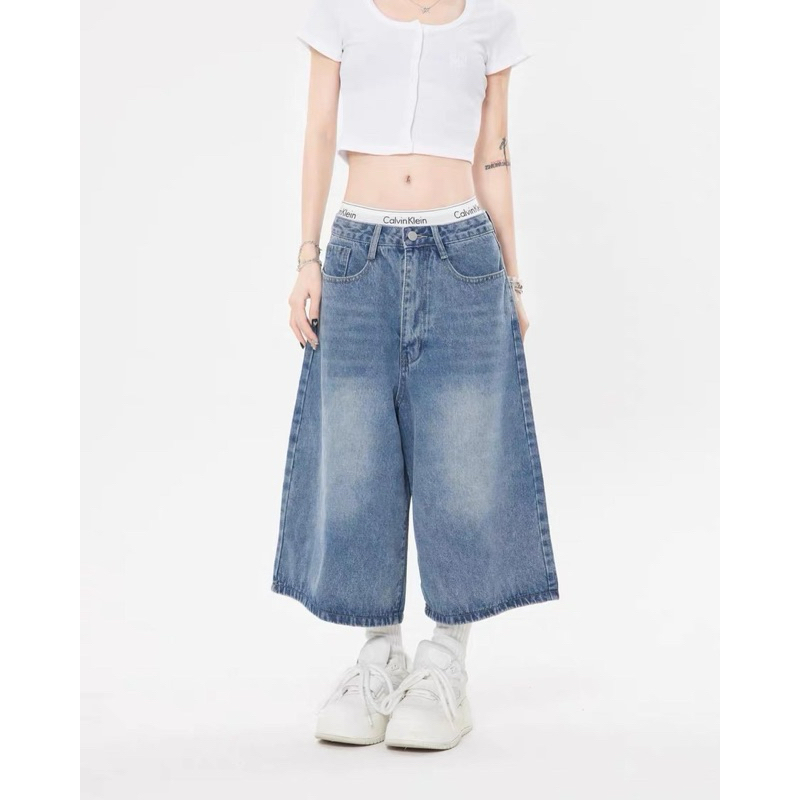 กางเกงยีนส์ขาสี่ส่วน ☄️BON JORTS JEANS UNISEX🍿🗽