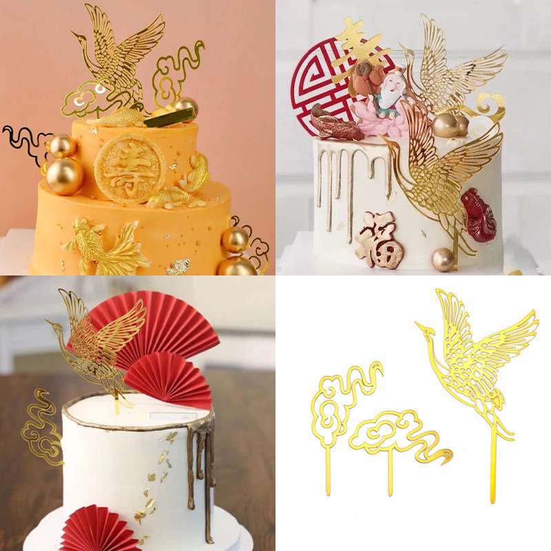 ป้ายปักเค้กวันเกิด รูปหงส์ รูปนกฟลามิงโก้  ป้ายอครีลิคตกแต่งเค้กวันเกิด