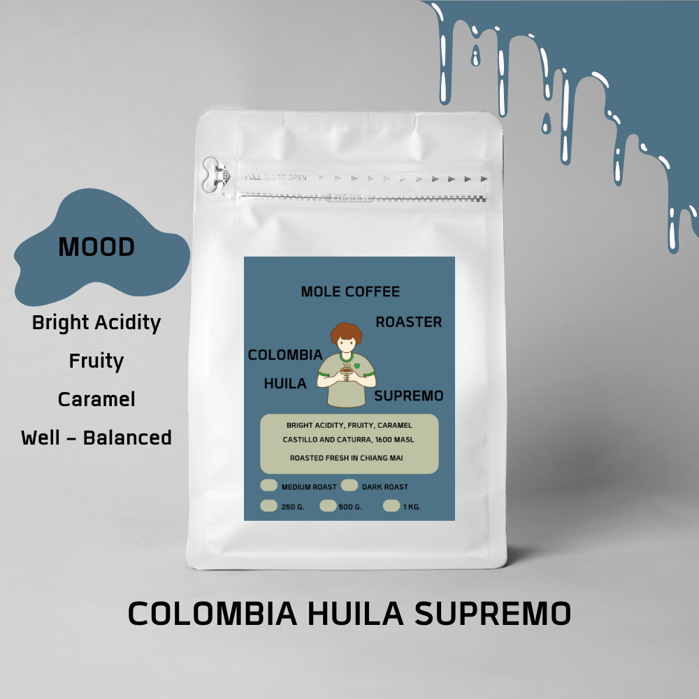 Mole Coffee : เมล็ดกาแฟคั่ว โคลอมเบีย Colombia Huila Supremo (For Americano) ส่งไว คั่วใหม่