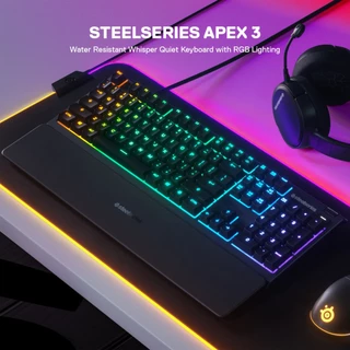 SteelSeries Apex 3 RGB Gaming Keyboard คีบอร์ดเกมมิ่ง ไฟ RGB ปุ่มกดเสียงเงียบ ปุ่ม US-TH