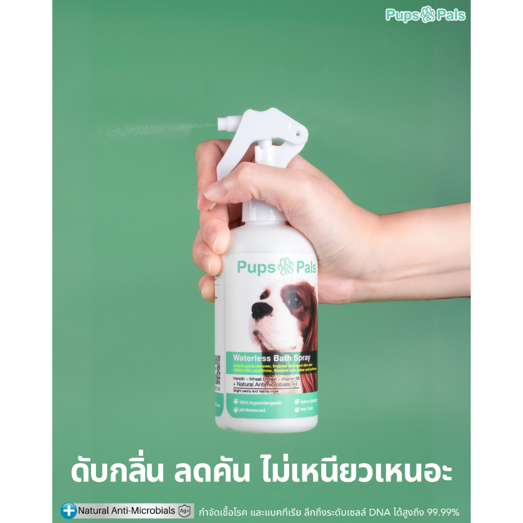 Pups&Pals แชมพูแบบไม่ต้องล้างออก กำจัดเชื้อโรคทันที 99.99%