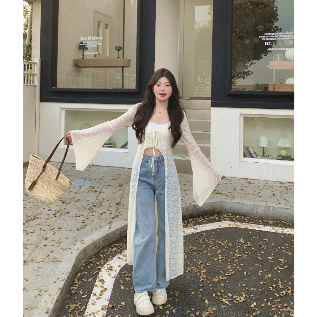 พร้อมส่งค้า เสื้อคลุม โบฮีเมียนลูกไม้ นิ่ม คลุมบิกินนี้ กันแดด สวยจึ้งมาก ใส่สบายNEW2025 - รูปที่ 3