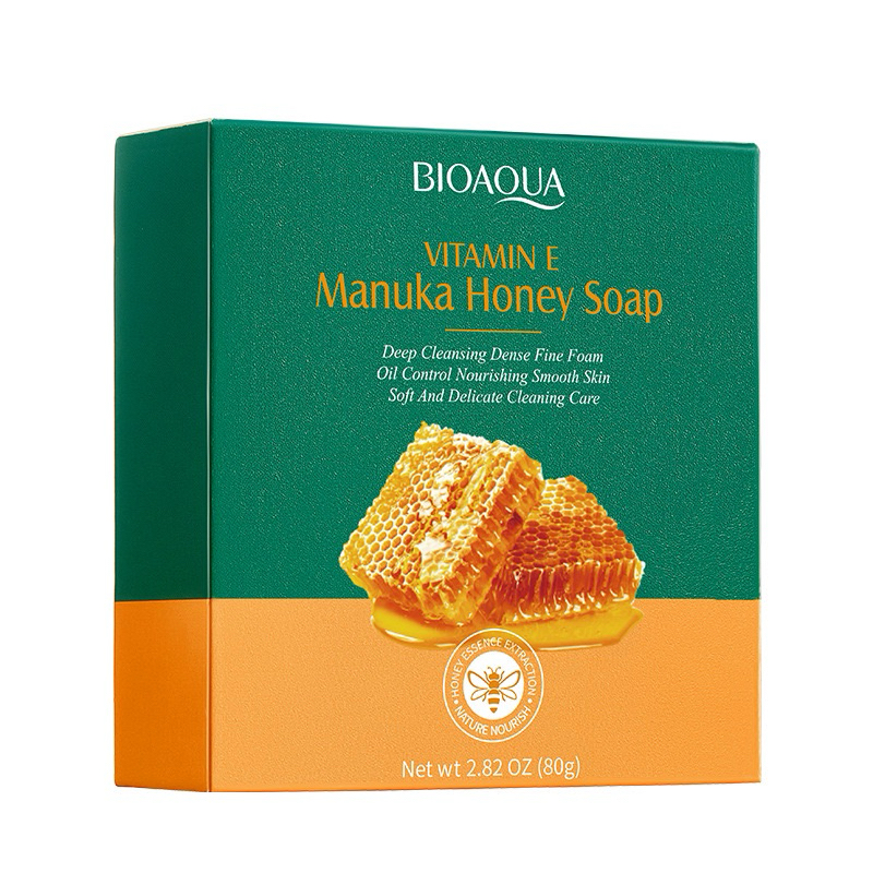 สบู่น้ำผึ้งมานูก้า ผสมวิตามินอี Bioaqua Manuka Honey Soap - 80 กรัม