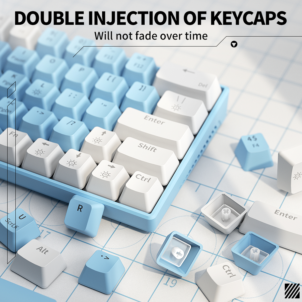 ZIFRIEND T62 เกมคีย์บอร์ดเครื่องกล 60% เลย์เอาต์ pluggable wired two-color PBT keycap