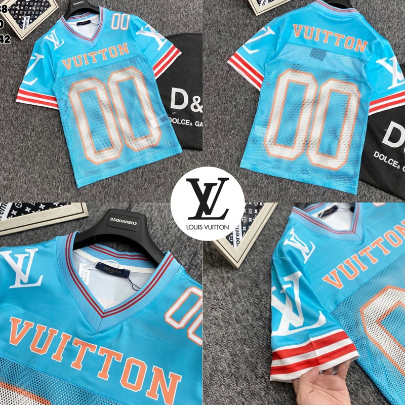 Louis Vuitton Sport T-Shirt 🩵🤍 Hiend 1:1 Cotton 💯 เสื้อยืดแขนสั้นคอกลม LV
