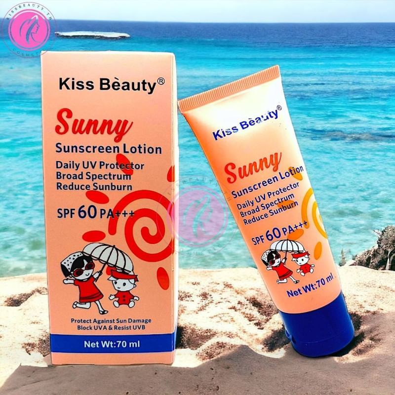Kiss Beauty Sunscreen Lotion โลชั่นกันแดดพร้อมบำรุงผิว SPF60 PA+++ เด็กสามารถใช้ได้ เหมาะกับออกกิจกรรมกลางแดด ป้องกัน UV