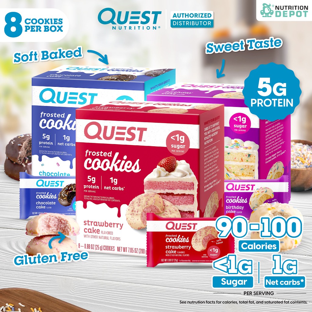 Quest Protein Frosted Cookie โปรตีนคุกกี้ - 1 Box (8 Piece)